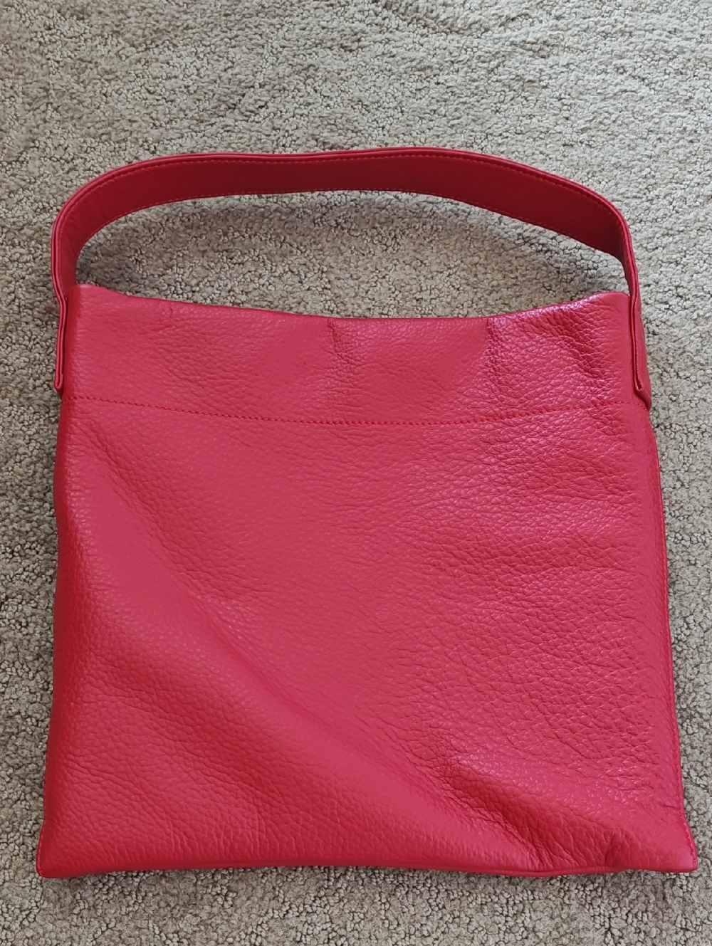Red Leather Bag - Sleek Everyday Small Tote